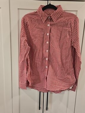 LOMON Women's  Red Gingham Button-Down Blouse.  NWT, Size Small